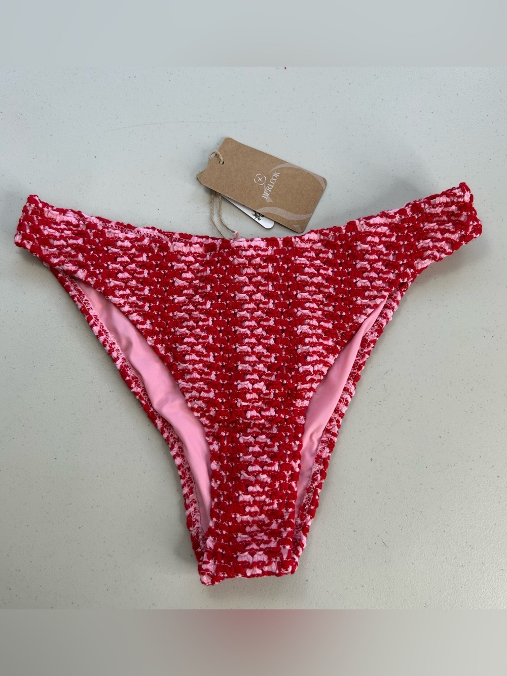 Berlook Bikini Bottom Medium Red Crochet Swimwear New
